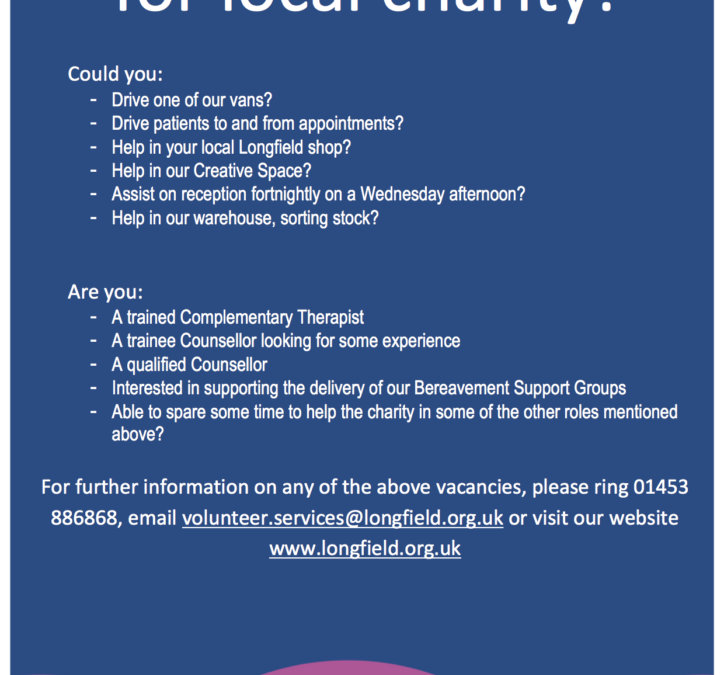 Volunteers need for Longfield Charity